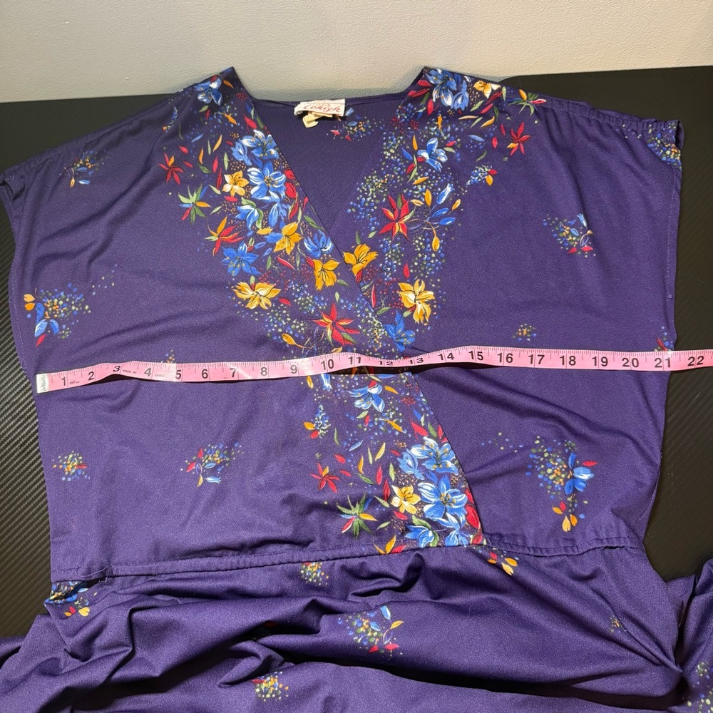 Vintage 1970s It’s A Lehigh Sheer Floral Wrap Midi Dress Purple Boho - Picture 12 of 15